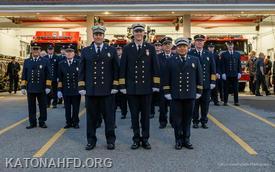 The department assembles in the front apron. Photo by Gabe Palacio.